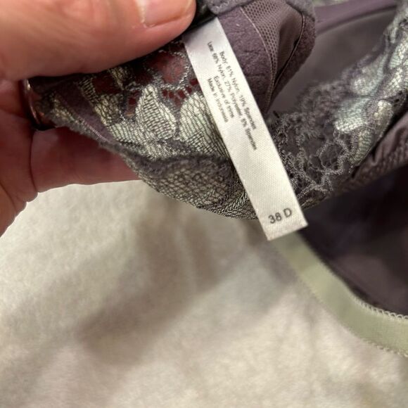 Adore Me 38D bra purple gray lavender flowered lace ribbon underwire - Picture 5 of 7